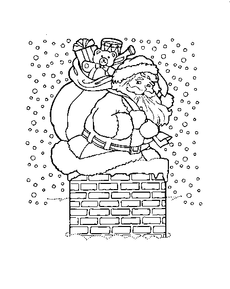 coloriage le pere noel descend une cheminee